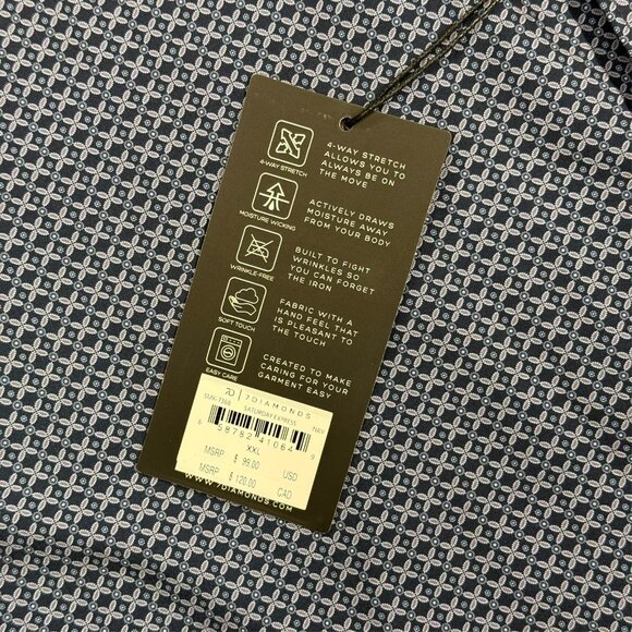 NWT 7 Diamonds Dress Shirt Stretch Geometric Long Sleeve Button Up Blue XXL - Picture 6 of 9